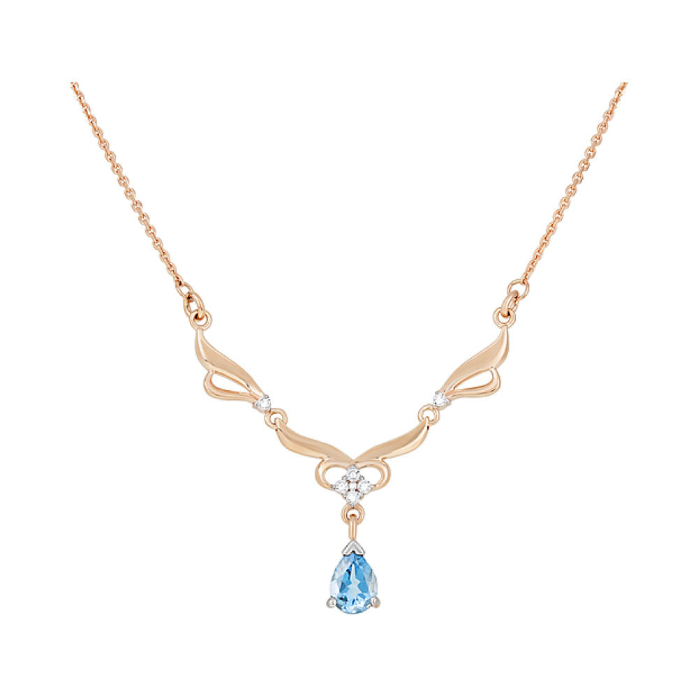 Золотое колье с топазом и фианитом № 106024