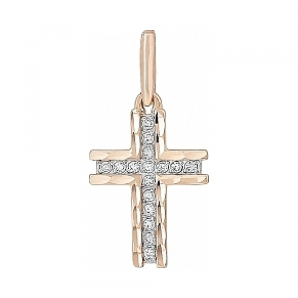 Золотая подвеска с алмазкой и фианитом № 95896