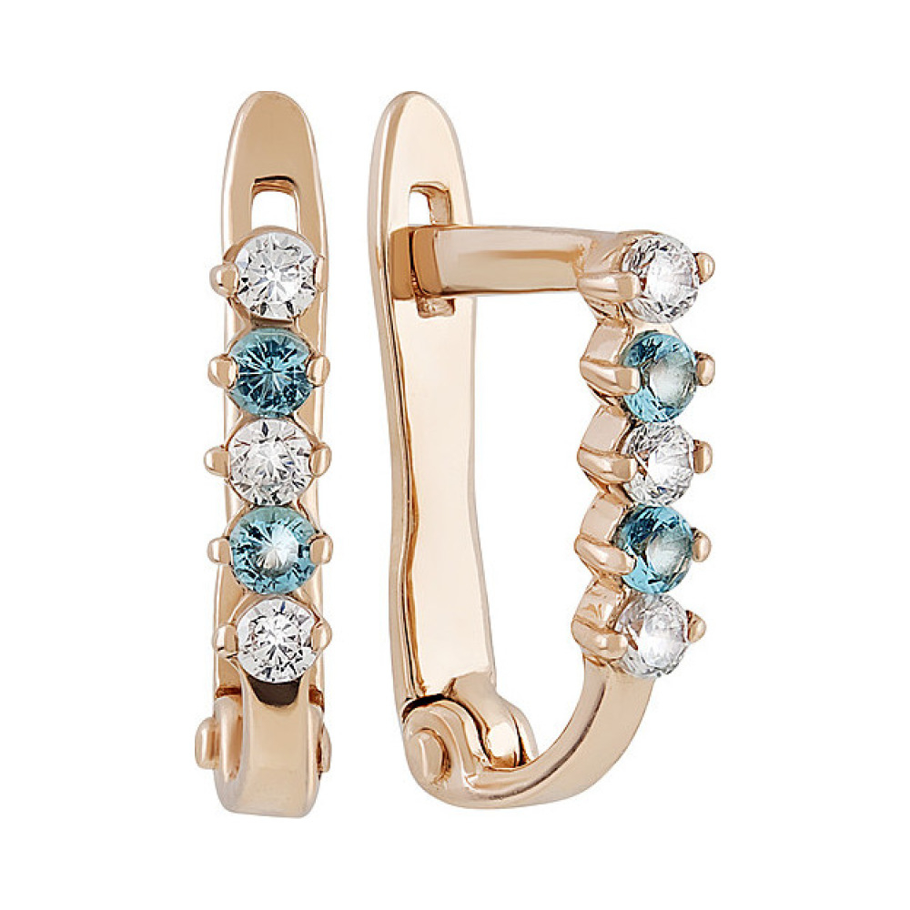 Золотые серьги с фианитом № 135170