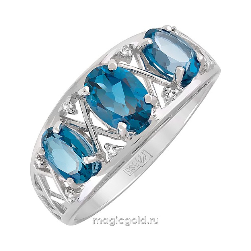 Золотое кольцо с топазом и фианитом № 119719