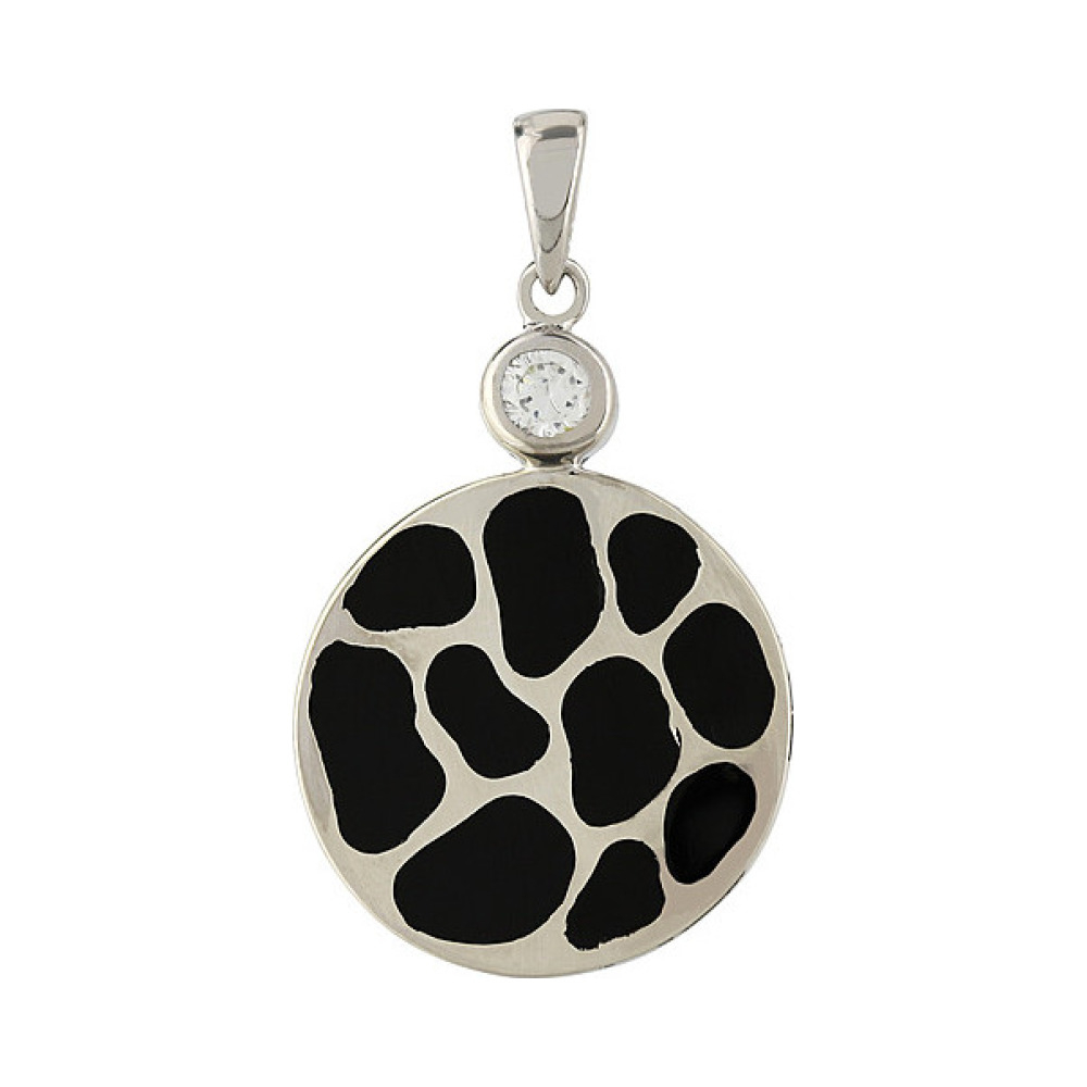 Серебряная подвеска с фианитом и кауч. вставками № 106756