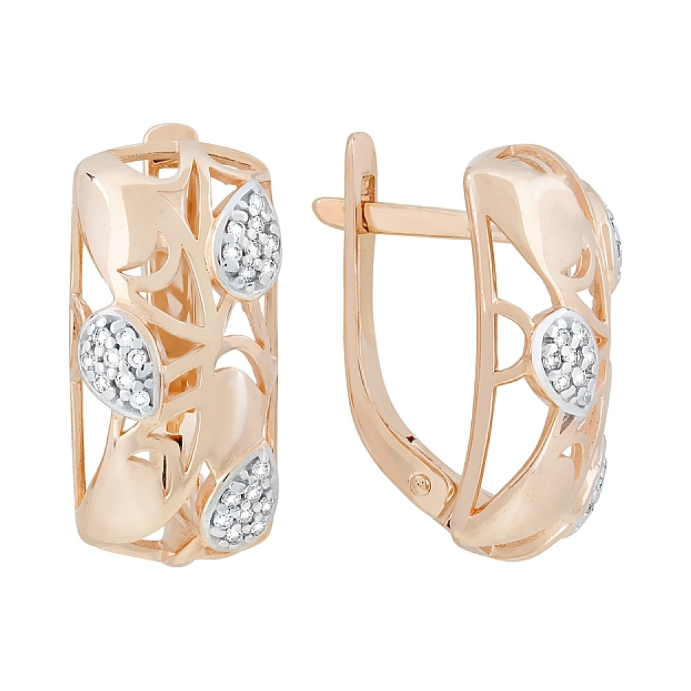 Золотые серьги с фианитами № 118023