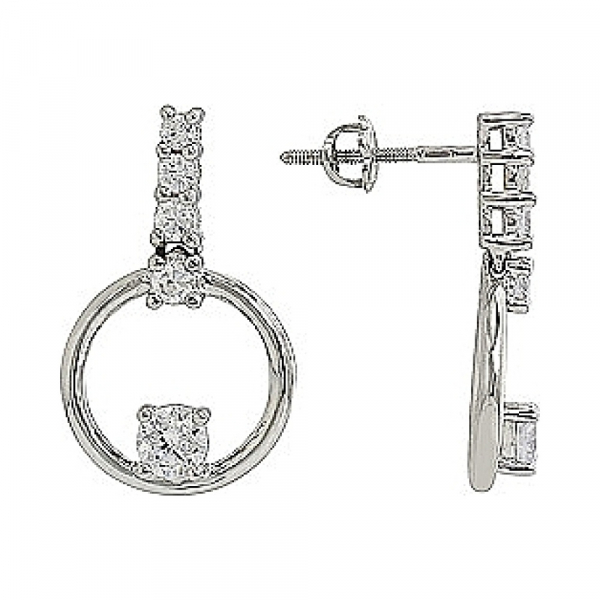 Серебряные серьги с фианитом № 80411