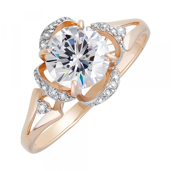 Золотое кольцо с фианитами № 132011