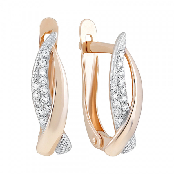 Золотые серьги с фианитами № 126754