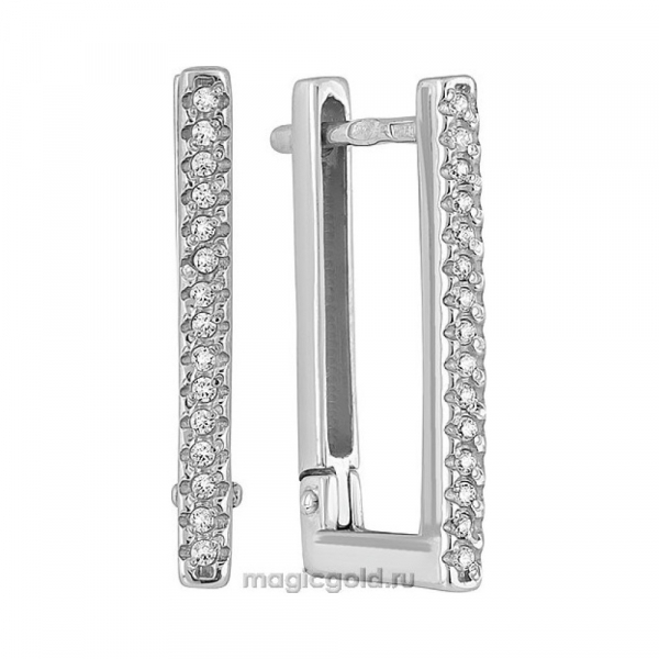 Серебряные серьги с фианитом № 134151
