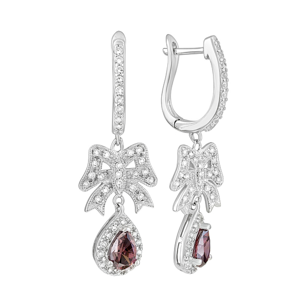 Серебряные серьги с фианитами № 127752