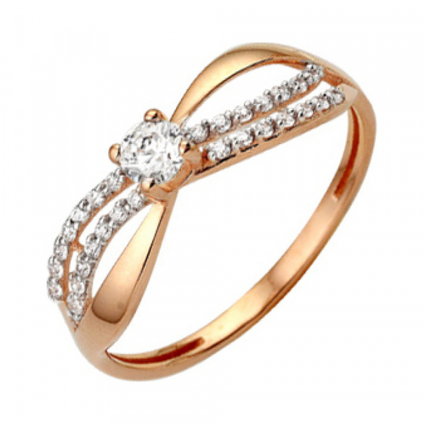 Золотое кольцо с фианитом № 140243
