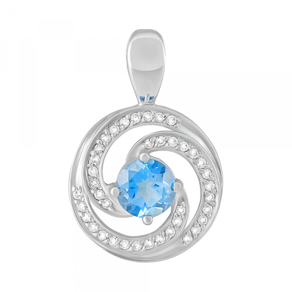 Серебряная подвеска с топазом и фианитом № 123212