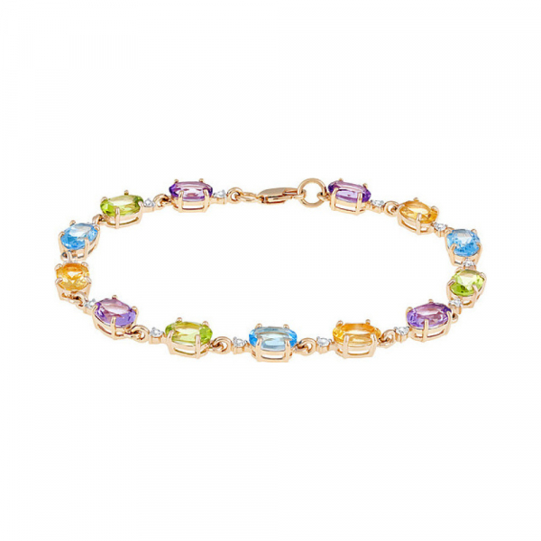 Золотой браслет с полудраг. вставками № 120926