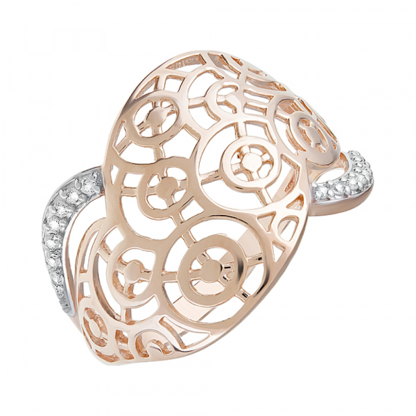 Золотое кольцо с фианитами № 126394