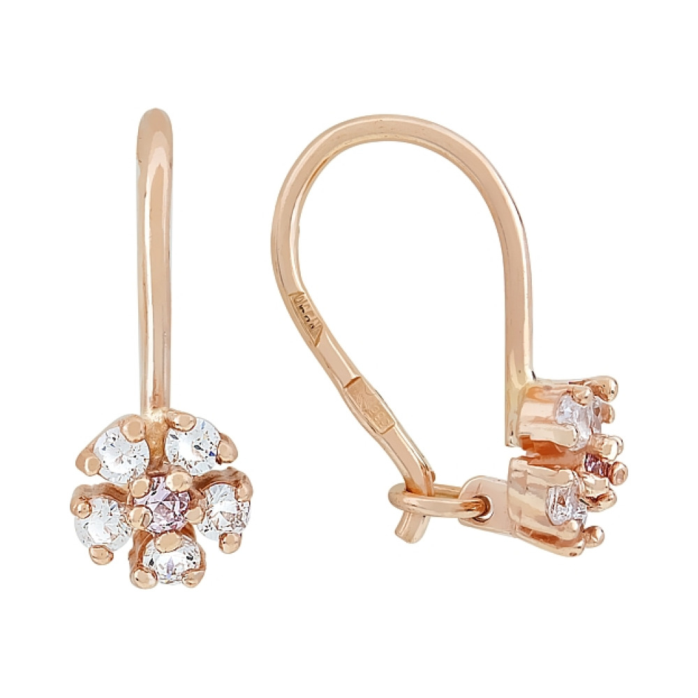 Золотые серьги с фианитом № 116740