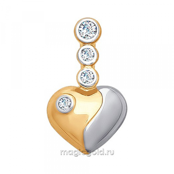 Золотая подвеска с фианитом № 165879