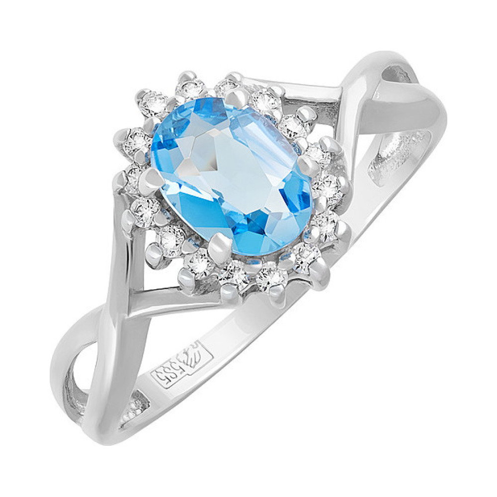 Золотое кольцо с топазом и фианитом № 127533