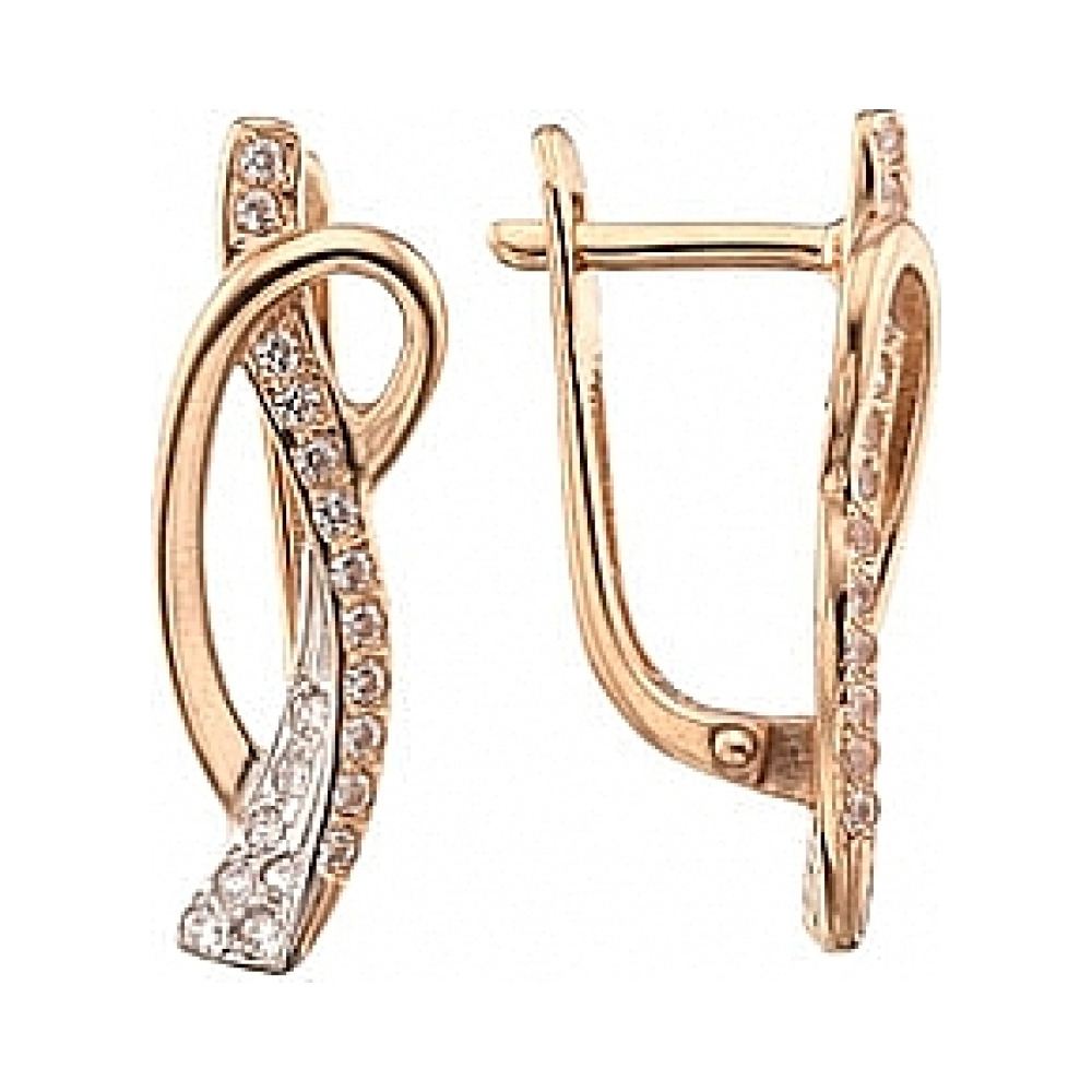 Золотые серьги с фианитом № 40305