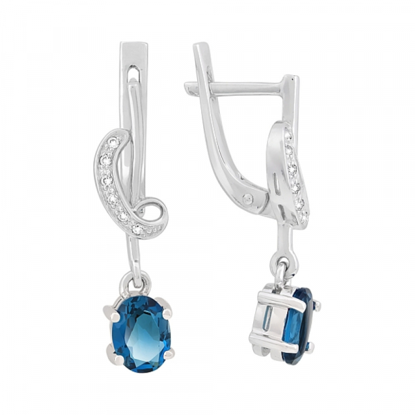 Золотые серьги с топазом и фианитом № 118339