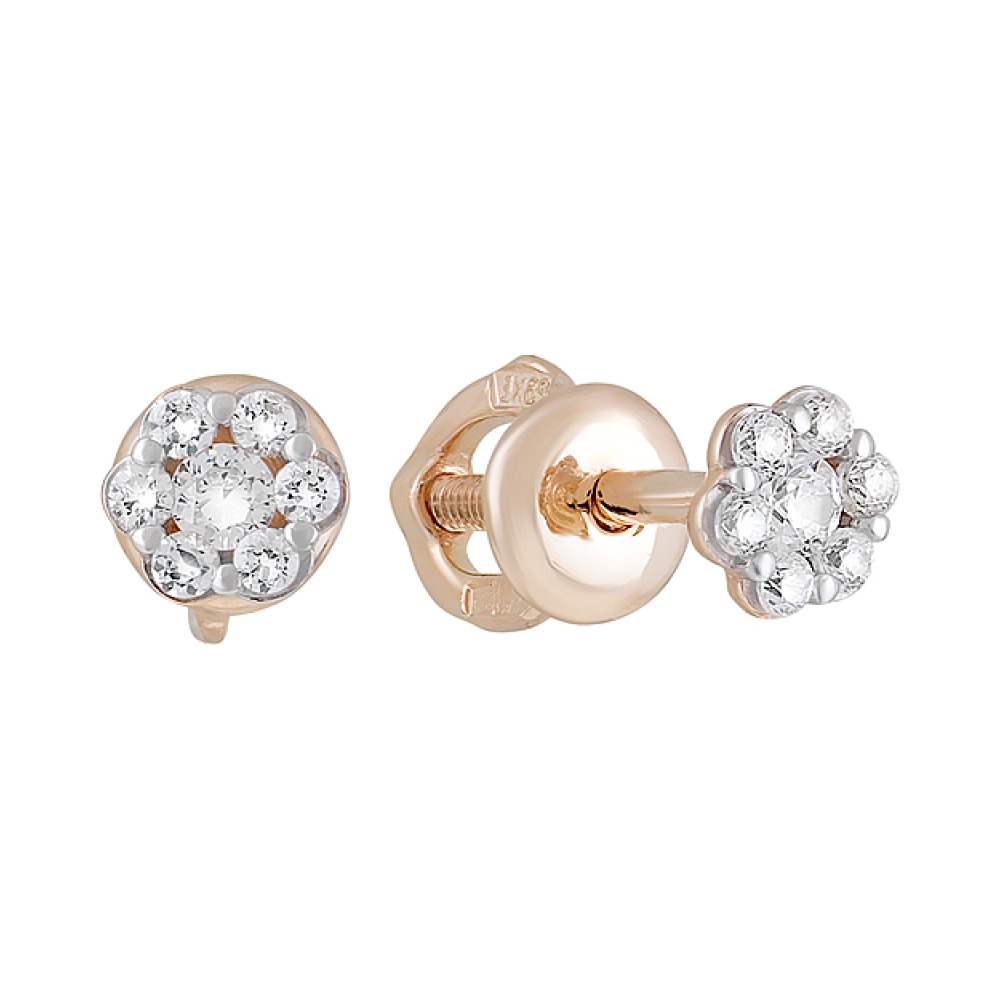 Золотые серьги с фианитом № 82434