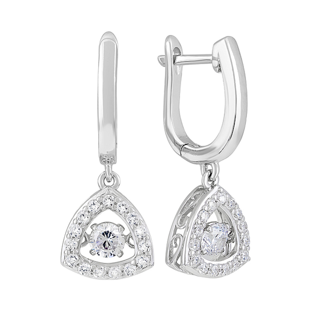 Серебряные серьги с фианитами № 127745