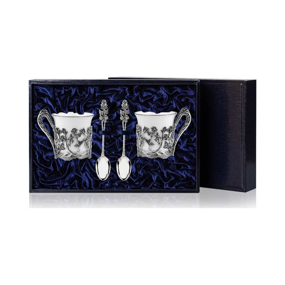 Набор чаш/коф "Роза" нов. обр. (4 пр.) + футляр