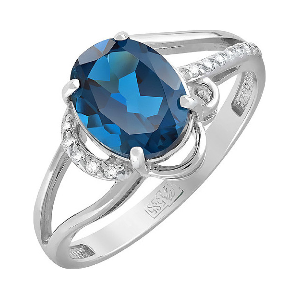 Золотое кольцо с топазом и фианитом № 119721