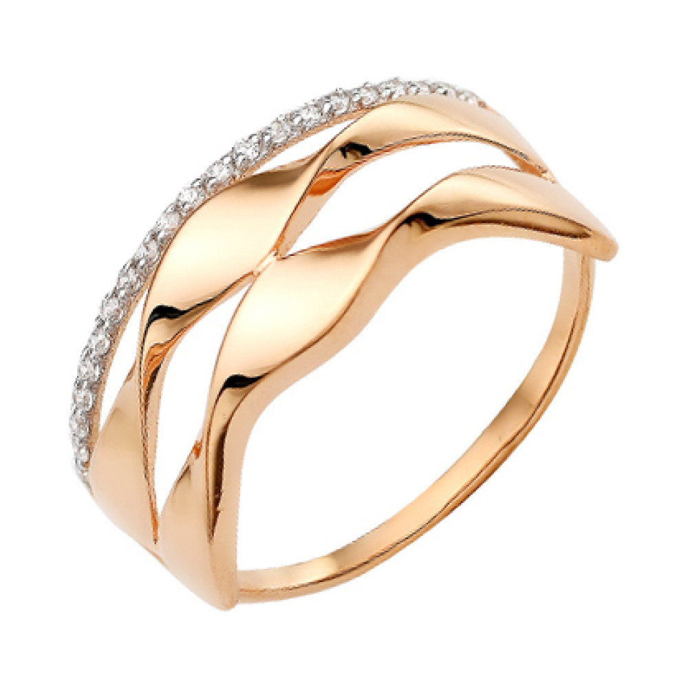 Золотое кольцо с фианитом № 141146