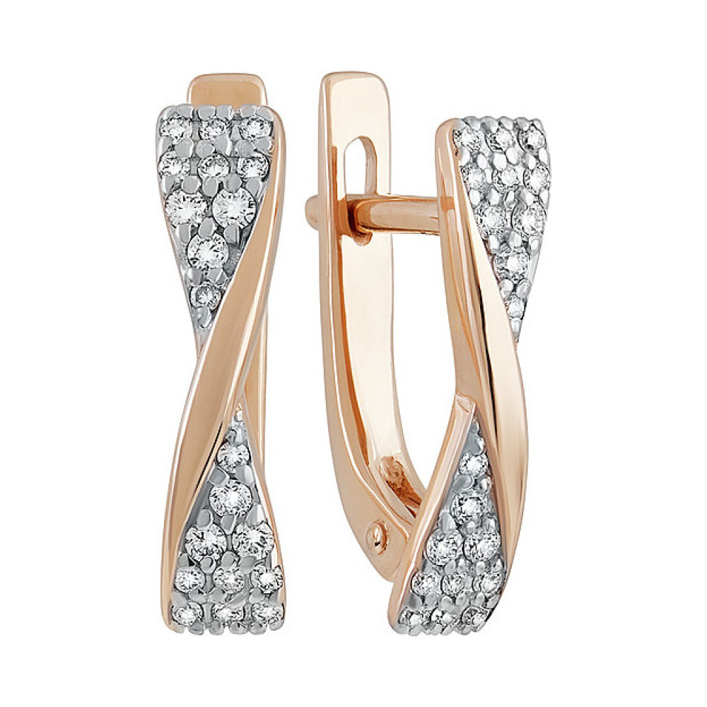 Золотые серьги с бриллиантом № 138260