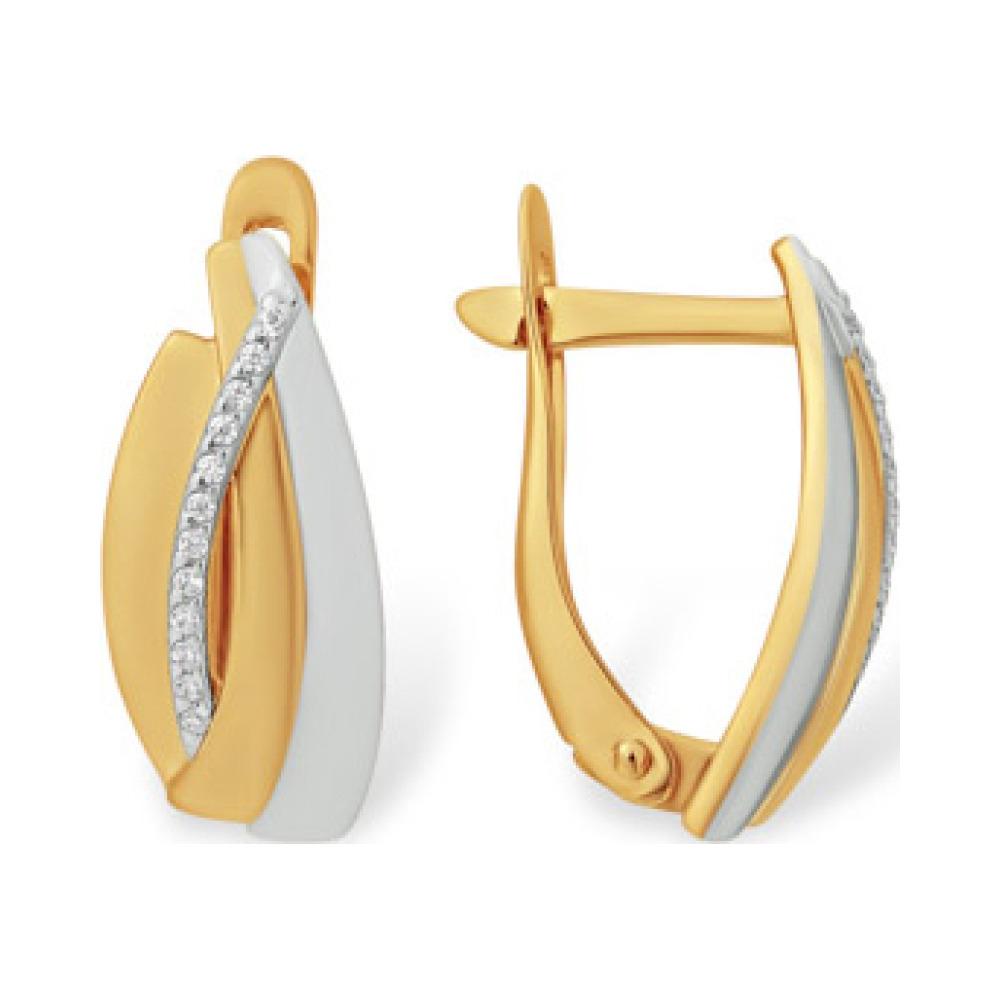 Золотые серьги с фианитом № 163219