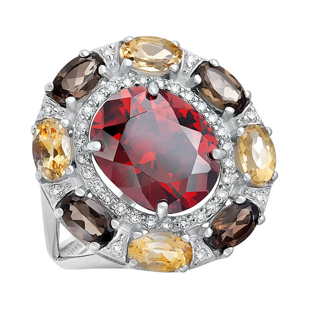 Серебряное кольцо с алпанитом и фианитом № 133304