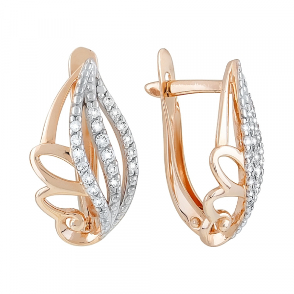 Золотые серьги с фианитами № 120672