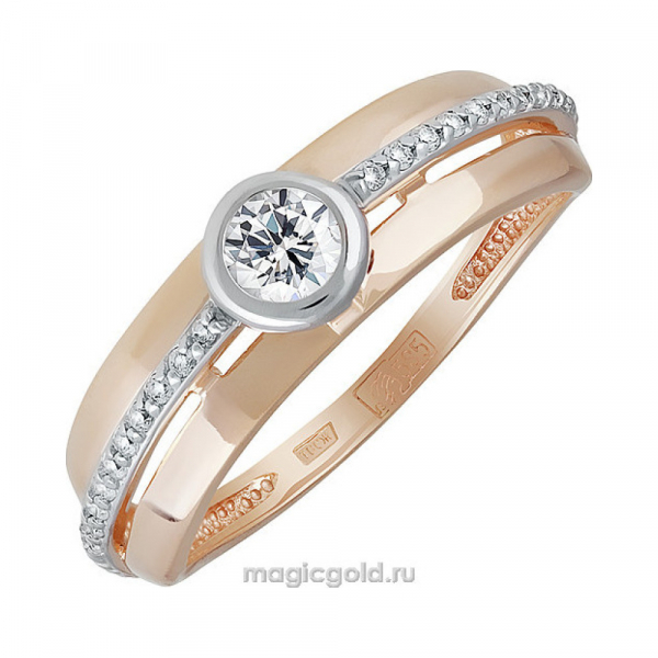 Золотое кольцо с фианитом № 137779