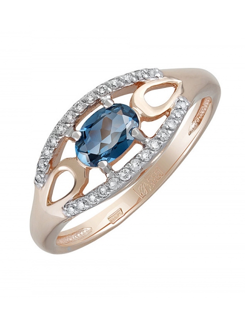 Золотое кольцо с топазом и фианитом № 131651