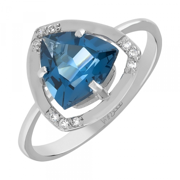 Золотое кольцо с топазом и фианитом № 110978