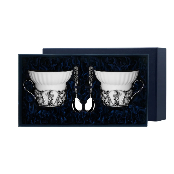 Набор чайных чашек Ангел: ложка, чашка из серебра 925 пробы