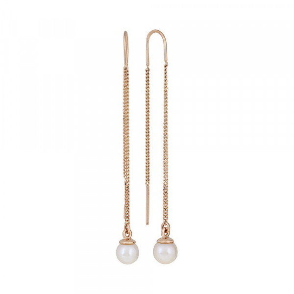 Золотые серьги с жемчугом № 135911