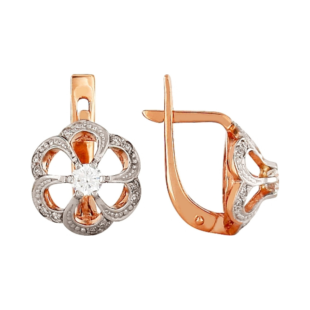 Золотые серьги с бриллиантом № 96490