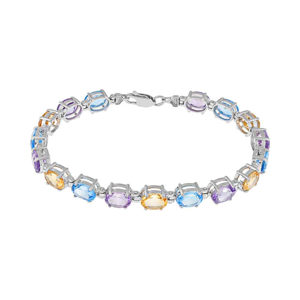 Серебряный браслет с полудраг. вставками № 123869