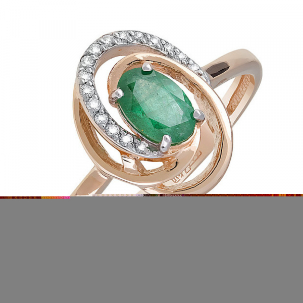 Золотое кольцо с бриллиантом и изумрудом № 120951