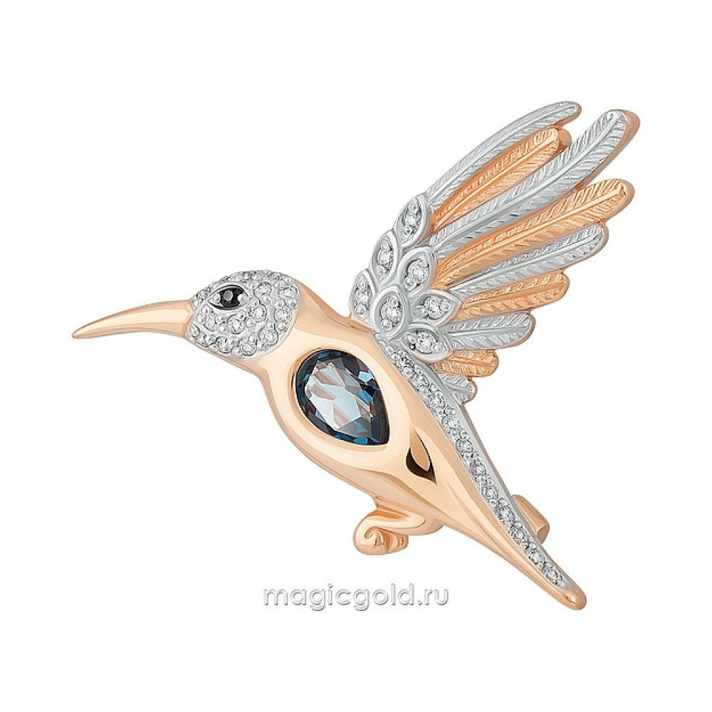 Золотая брошь с топазом и фианитом № 164289