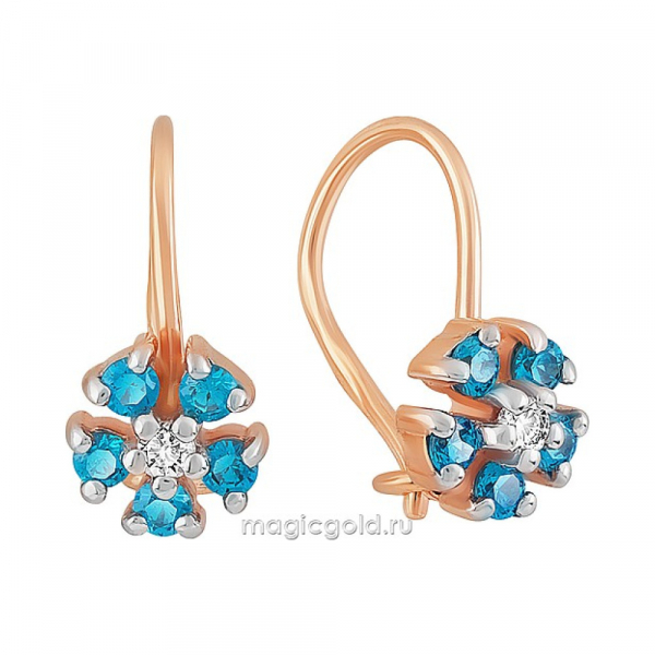Золотые серьги с фианитом № 156423