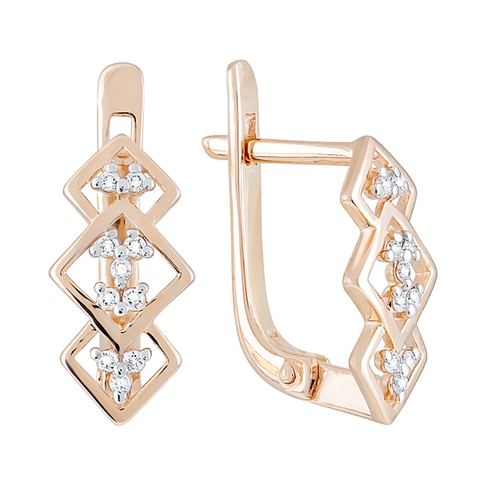 Золотые серьги с фианитами № 123657