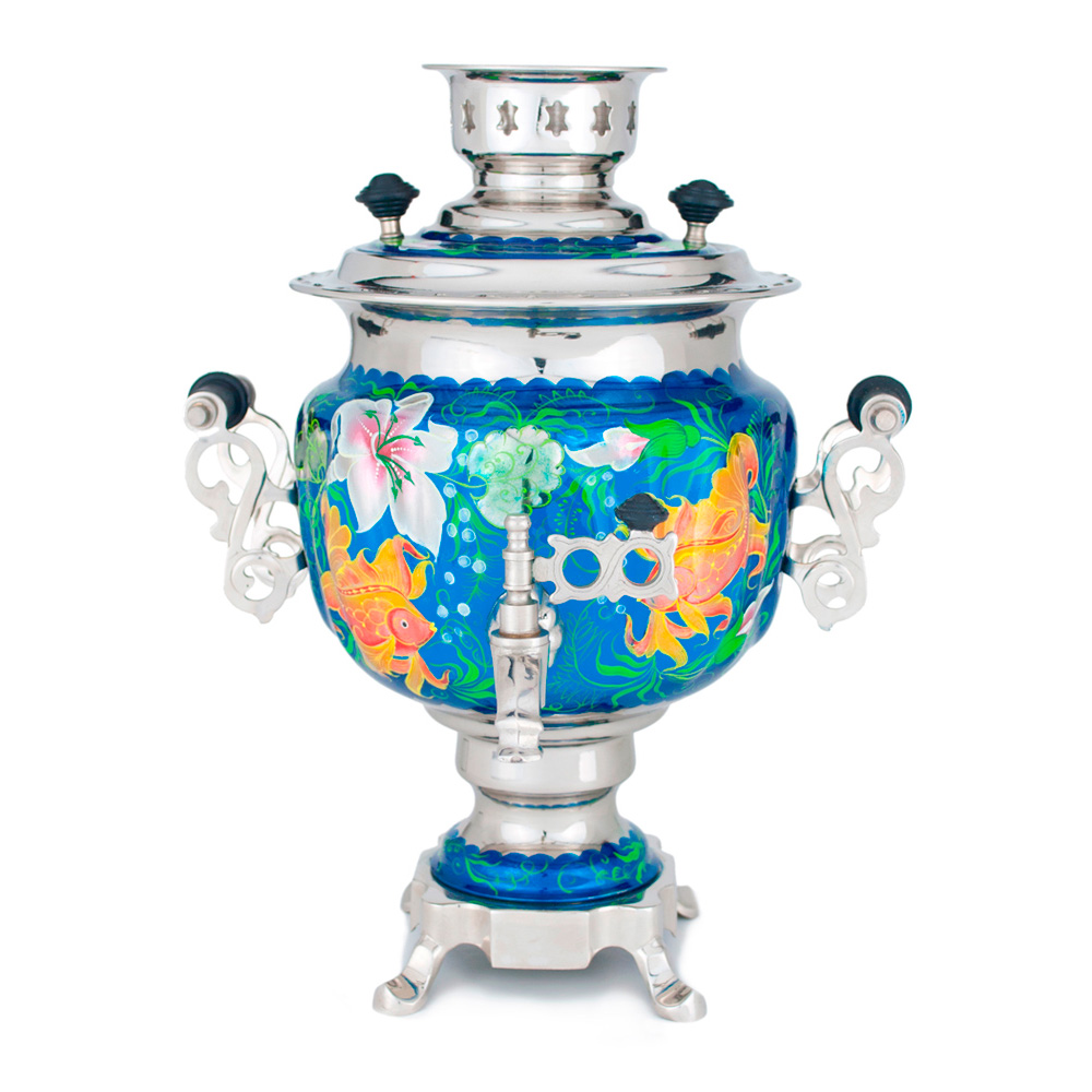 Фотография самовар электрический "овал", 3 литра, роспись №2 №1