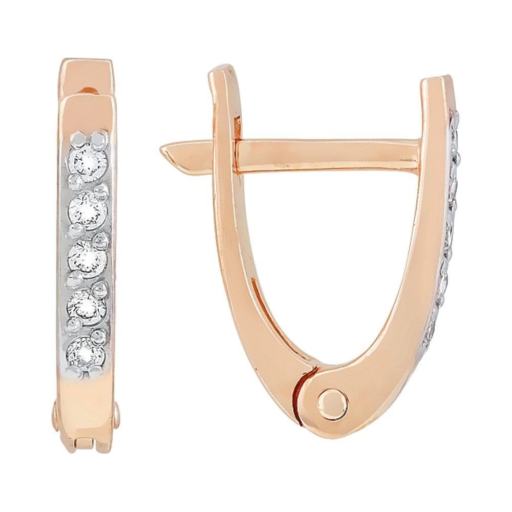 Золотые серьги с фианитом № 66933