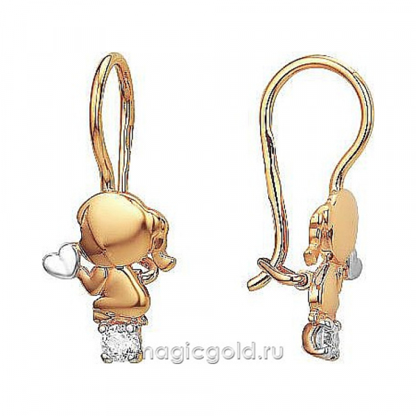 Золотые серьги с фианитом № 173843
