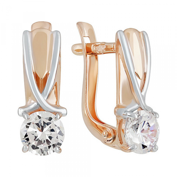 Золотые серьги с фианитом № 137922