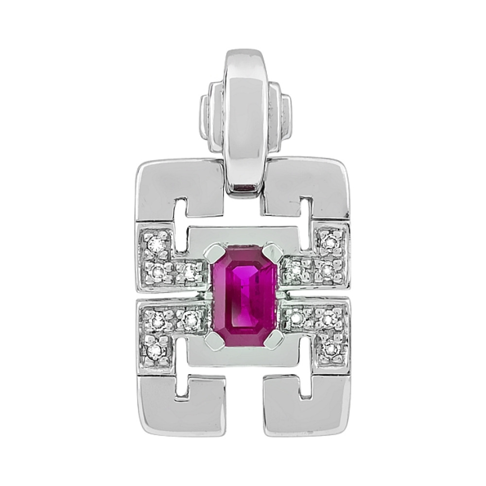 Золотая подвеска с бриллиантом и рубином № 101995