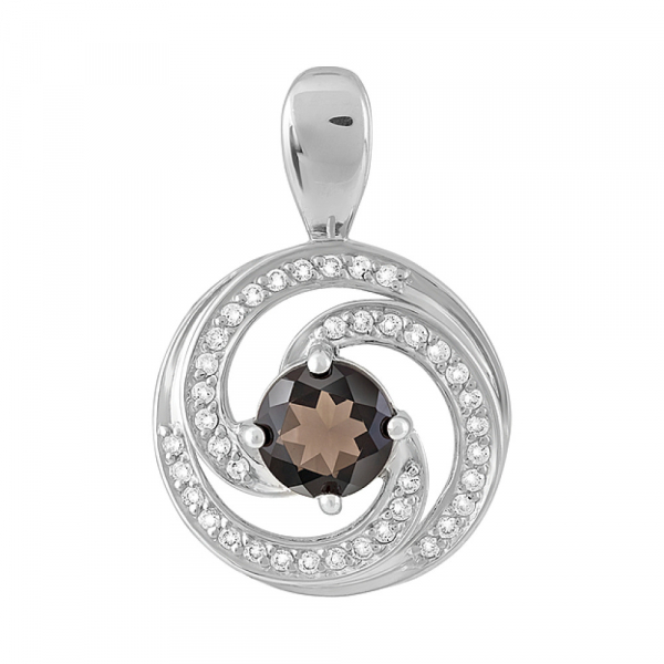 Серебряная подвеска с раухтопазом и фианитом № 123215