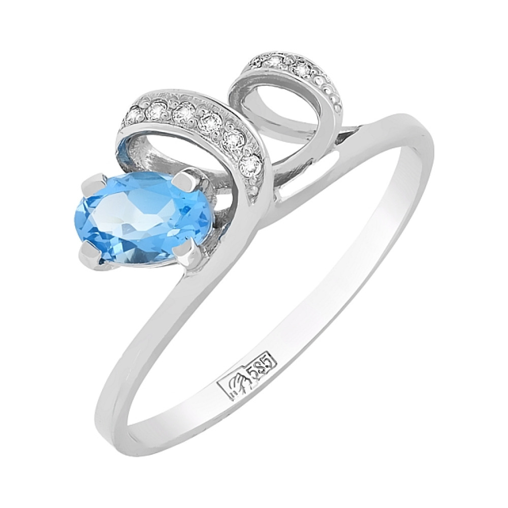 Золотое кольцо с топазом и фианитом № 95557