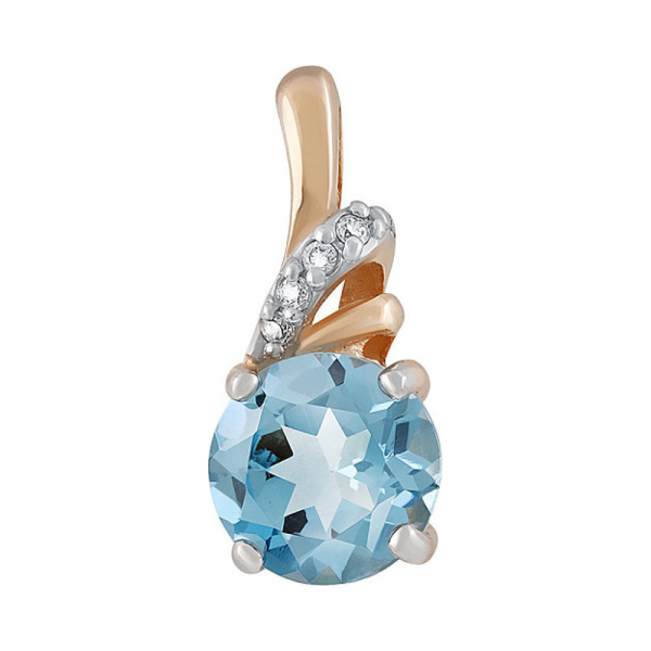 Золотая подвеска с топазом и фианитом № 133366