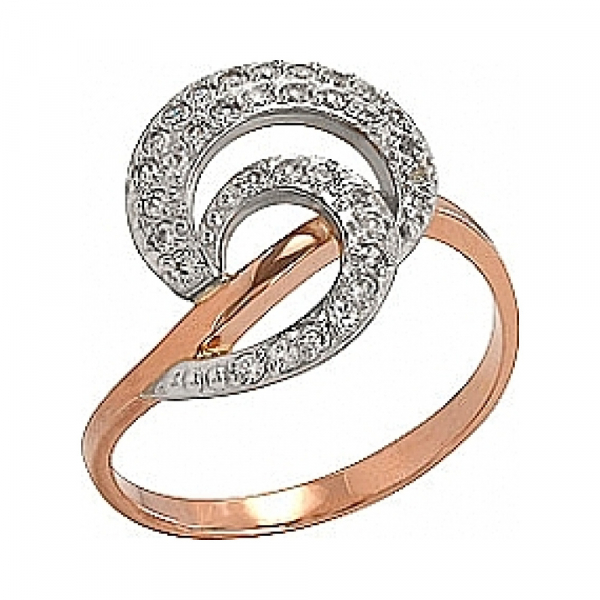 Золотое кольцо с фианитом № 74408