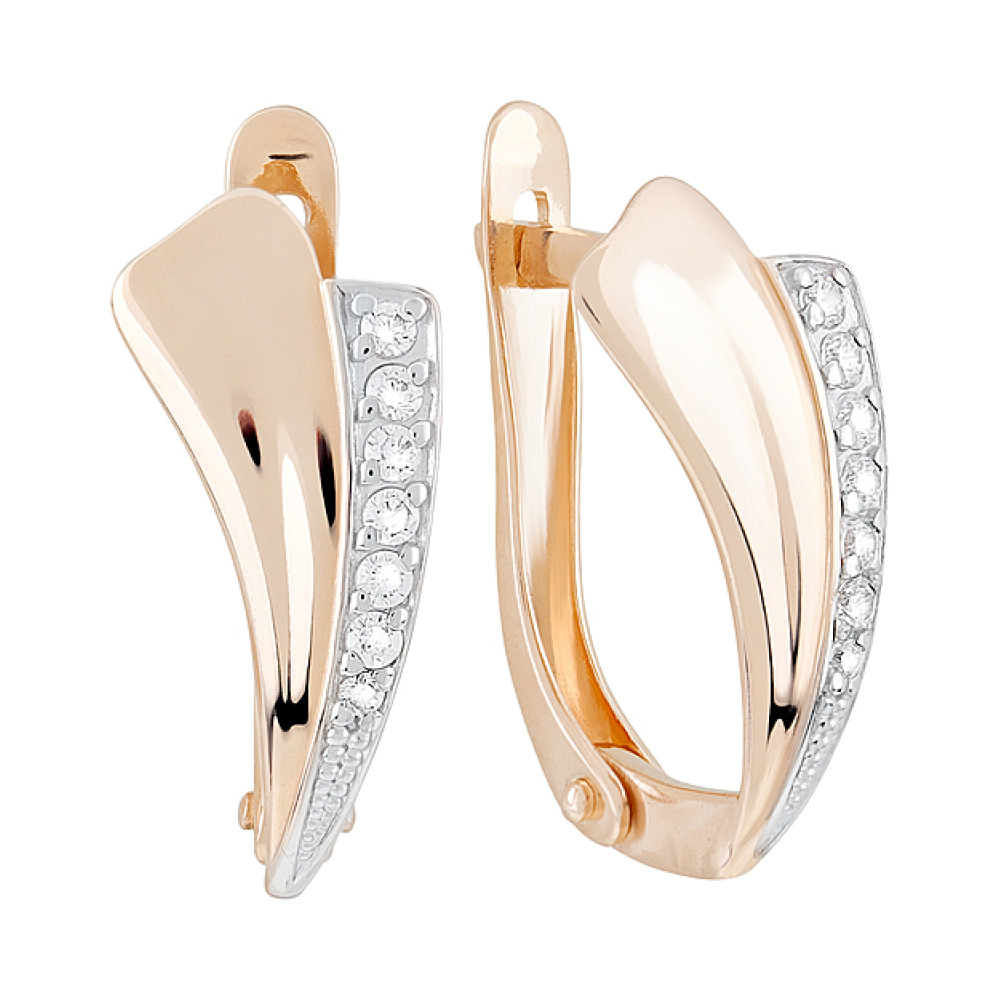 Золотые серьги с фианитами № 126747